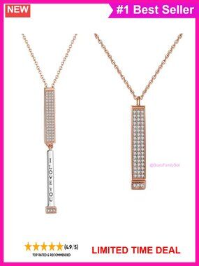 14K Rose Gold Plated I Love You Necklace Gift for Her